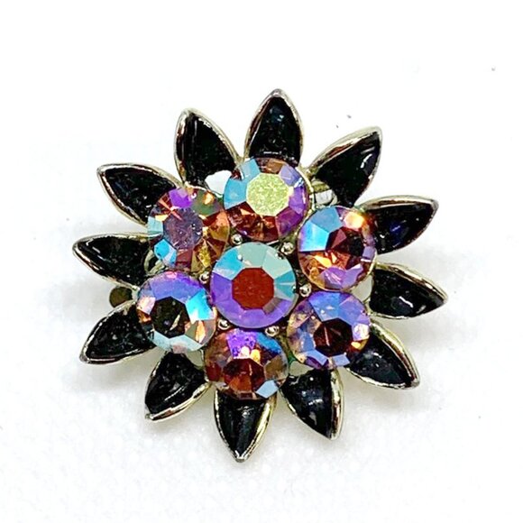 VINTAGE SIGNED LISNER 1950's MCM AB Starburst Earrings - Picture 2 of 5